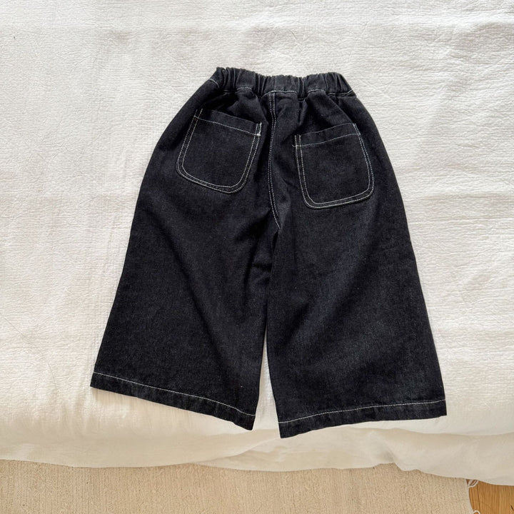 【80-150】シンプルワイドデニムパンツ