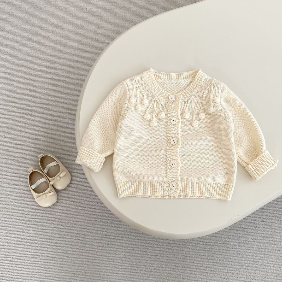 【73-100】ポンポンデザインカーディガン