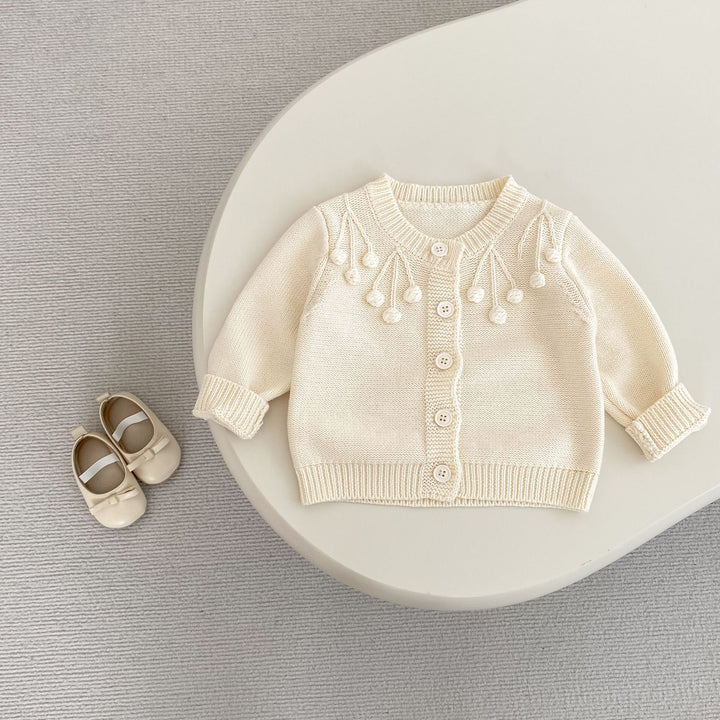 【73-100】ポンポンデザインカーディガン