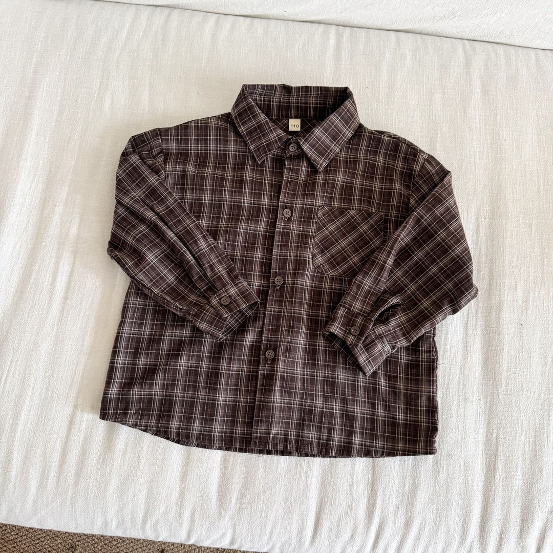 【80-150】チェック柄シンプルシャツ