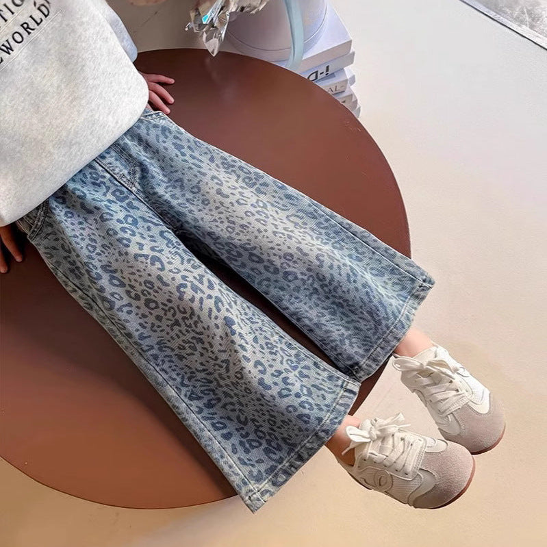 【80-140】レオパード柄デニムパンツ