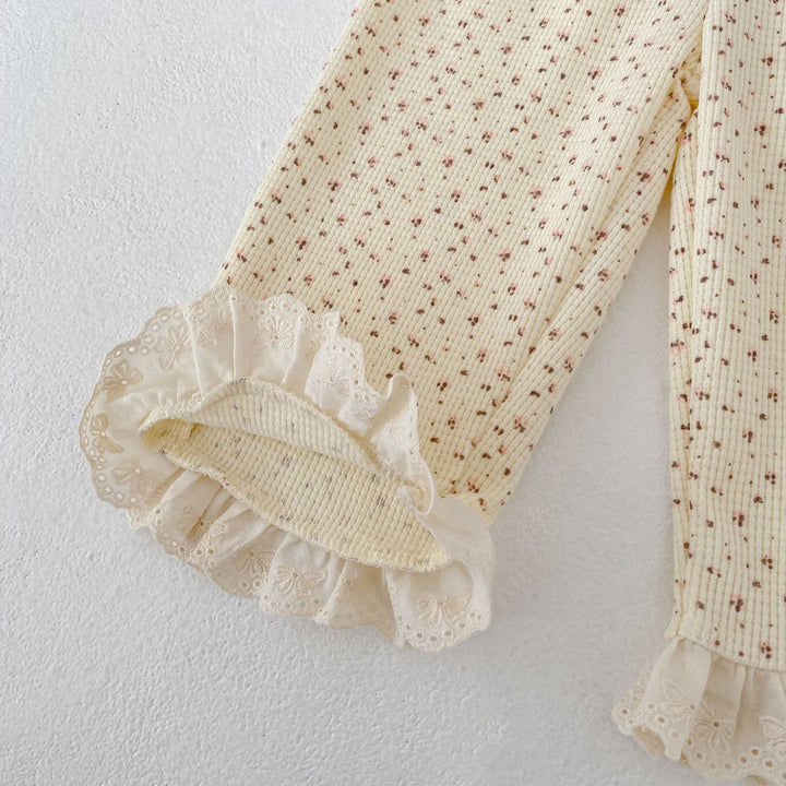 【73-110】レースヘムワッフルセットアップ