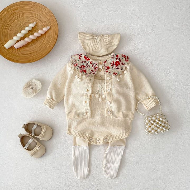 【73-100】ポンポンデザインショートロンパース