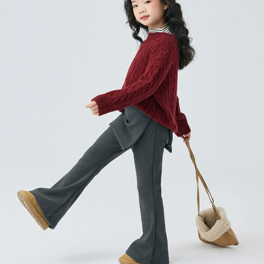 【110-150】レイヤード風フレアパンツ