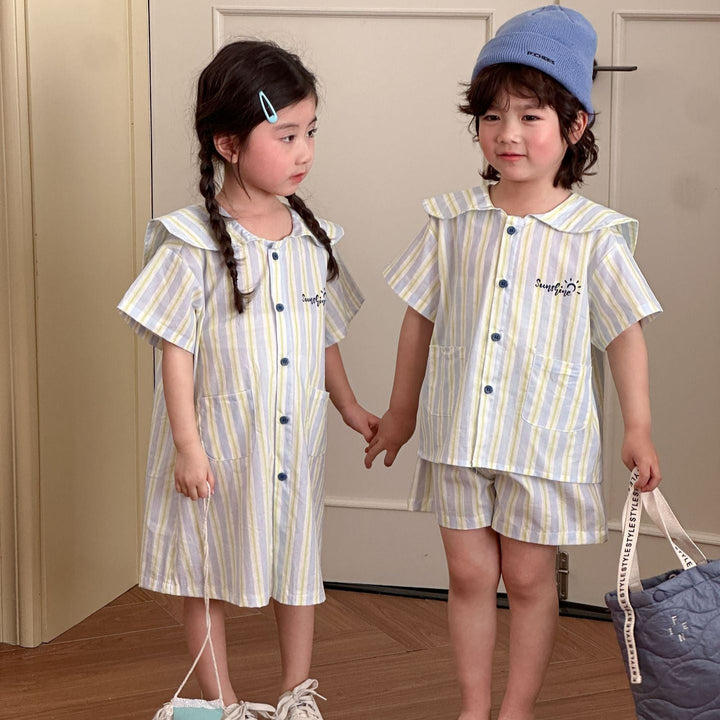 【80-150】ストライプシャツセットアップ