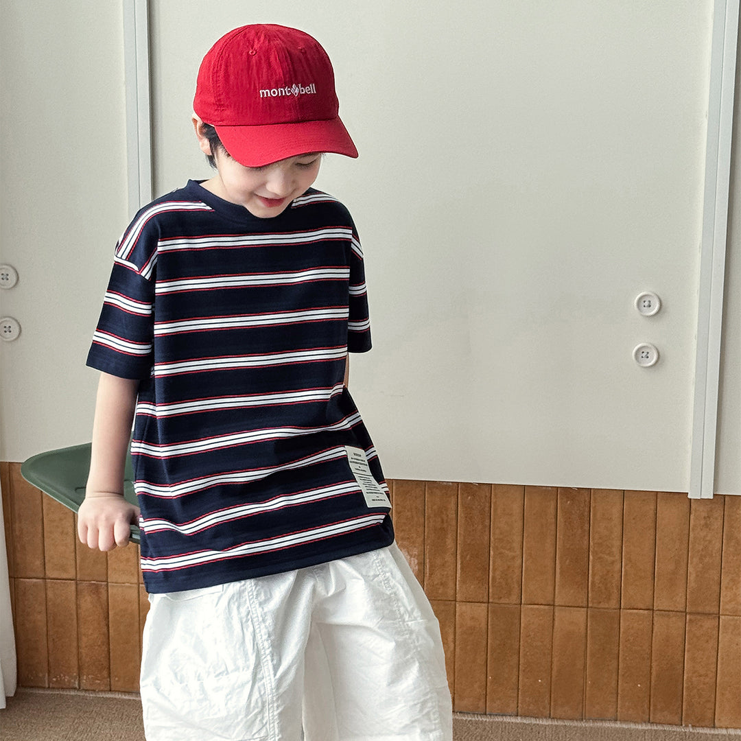 【90-150】マルチカラーボーダー柄Tシャツ