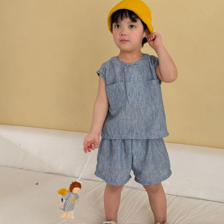 【80-150】ノースリーブプルオーバー×ハーフパンツセット