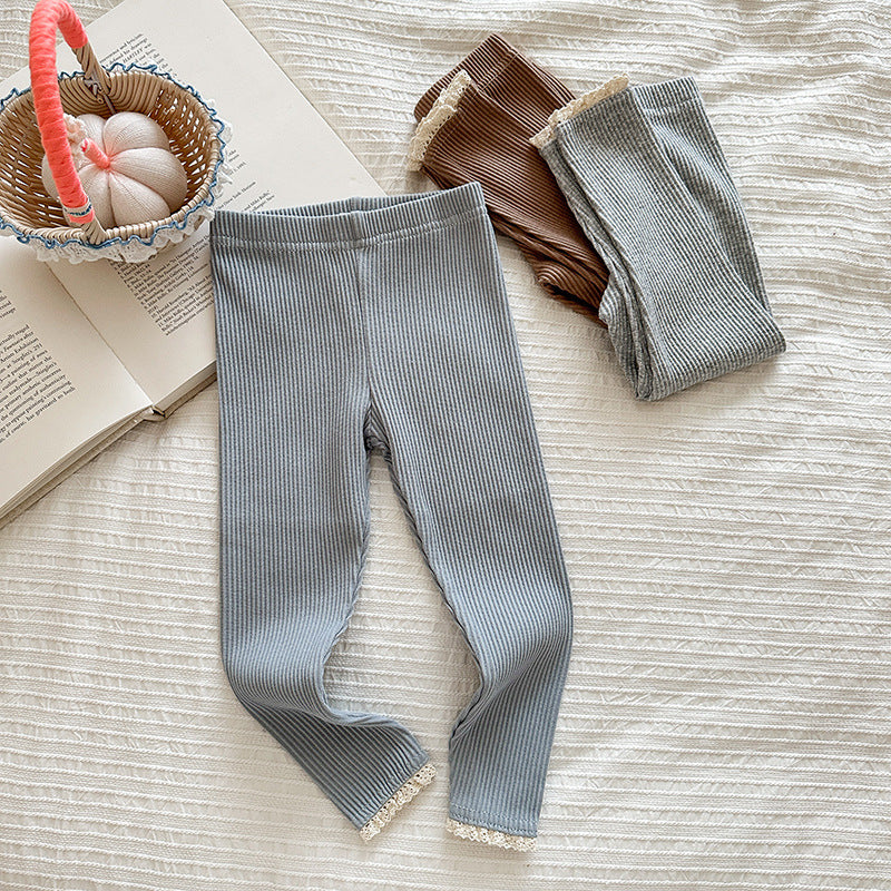 【80-140】裾レースレギンスパンツ