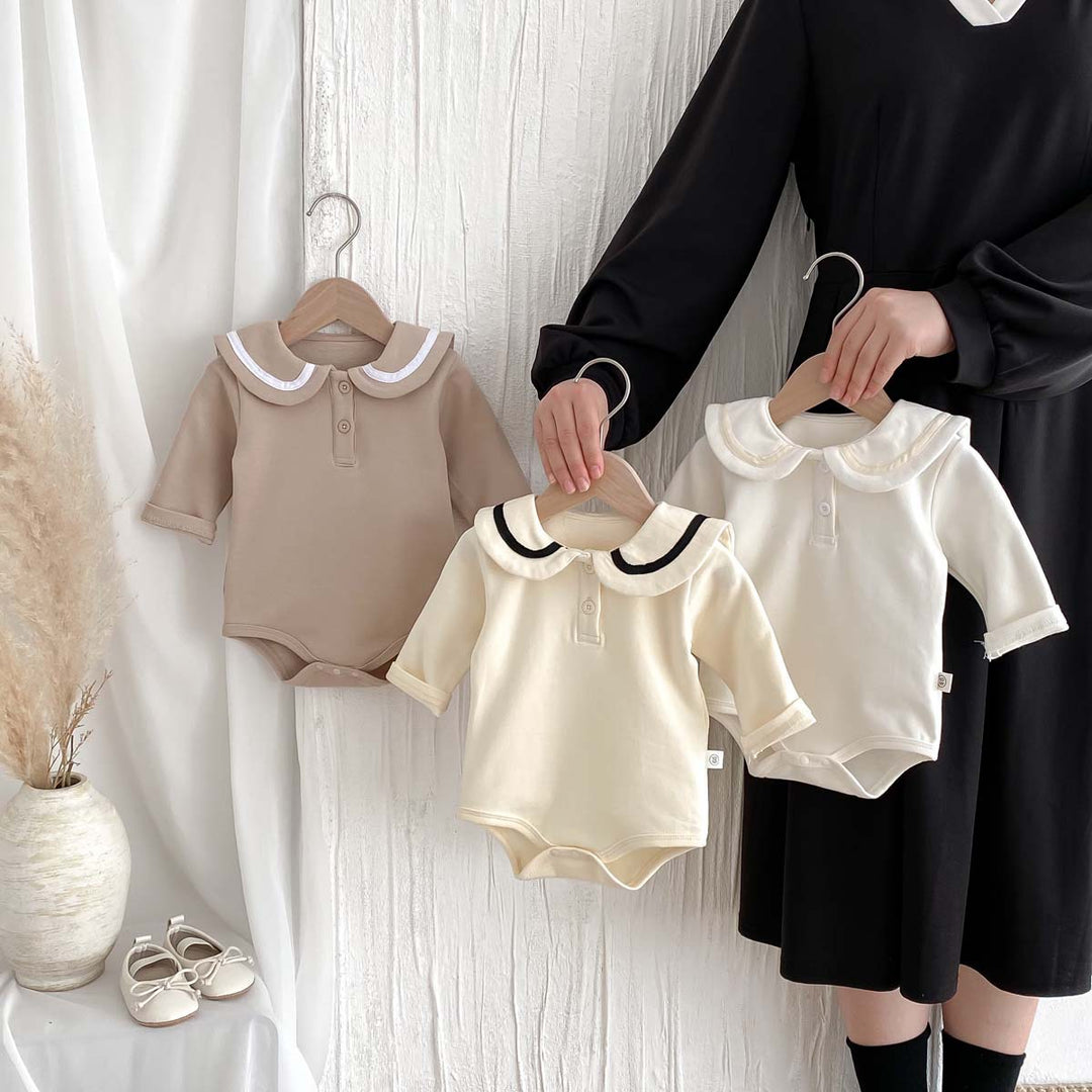 【73-90】ラウンドカラー長袖ロンパース