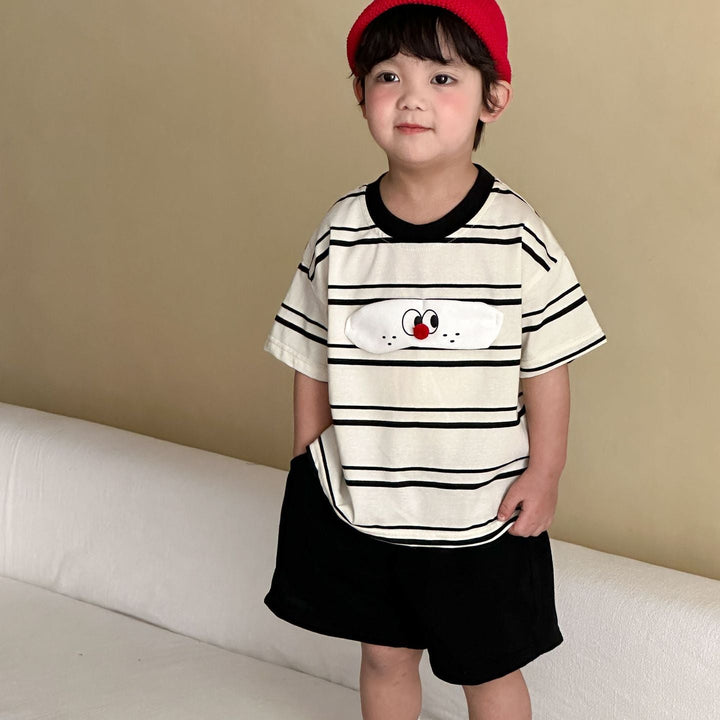 【80-150】フロントワッペンTシャツ×ハーフパンツセット