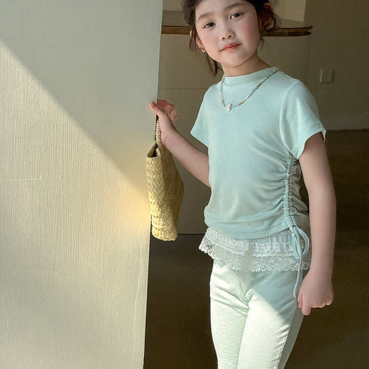 【90-140】ウエストシャーリングTシャツ×フレアパンツセット