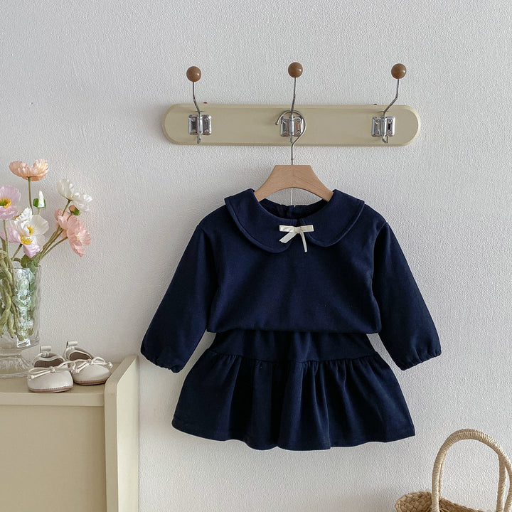 【73-110】ワンポイントリボントップス×スカートセット