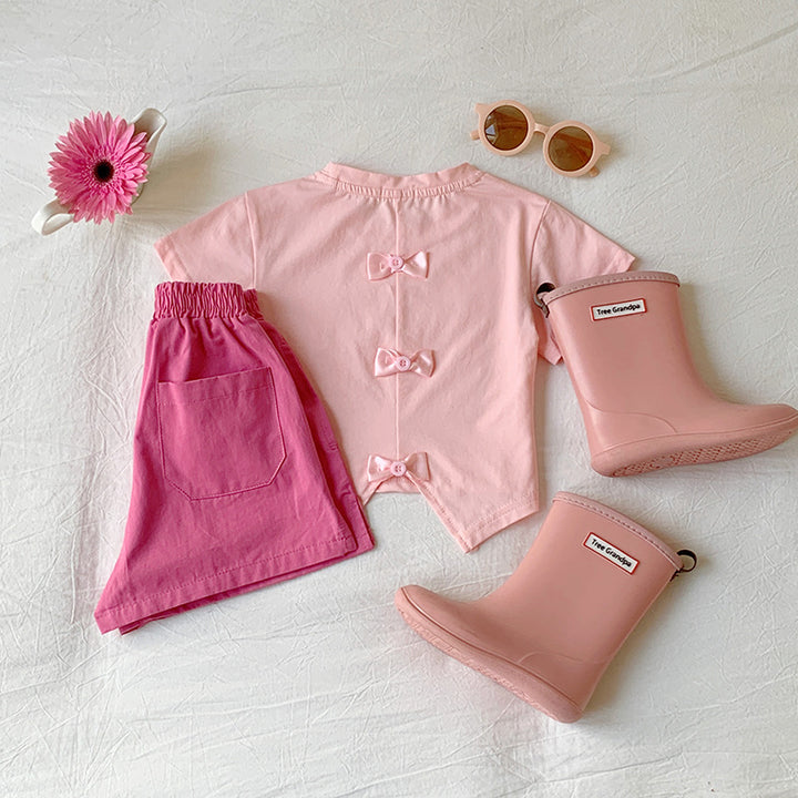 【90-140】バックカット＆リボンTシャツ