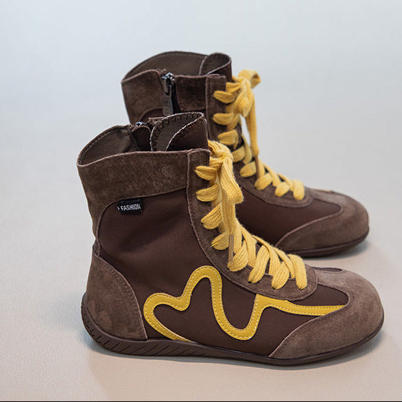 【16.0-22.0】ラインデザインレースアップブーツ