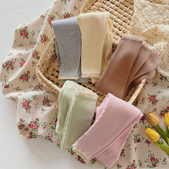 【80-140】裾レースレギンスパンツ