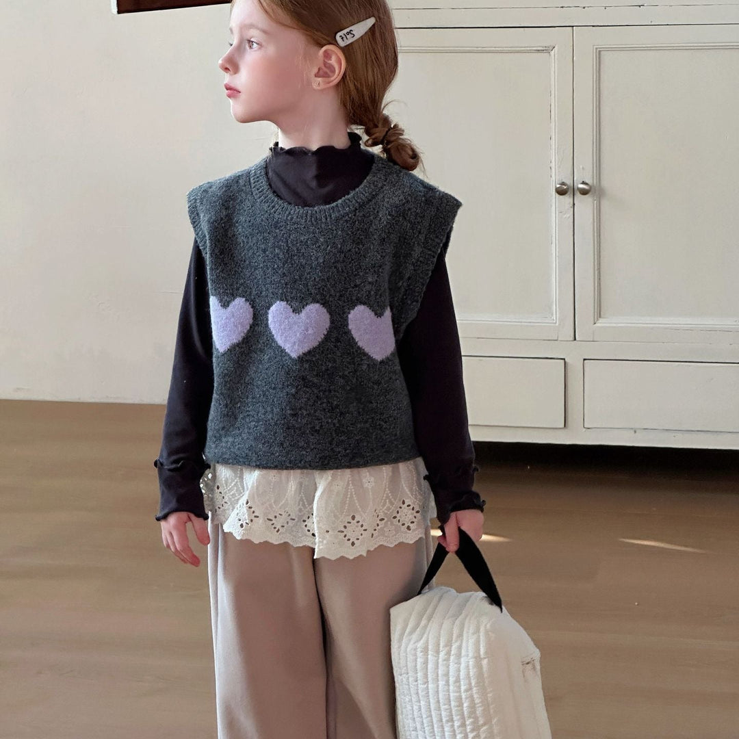 【90-150】ハートデザインニットベスト