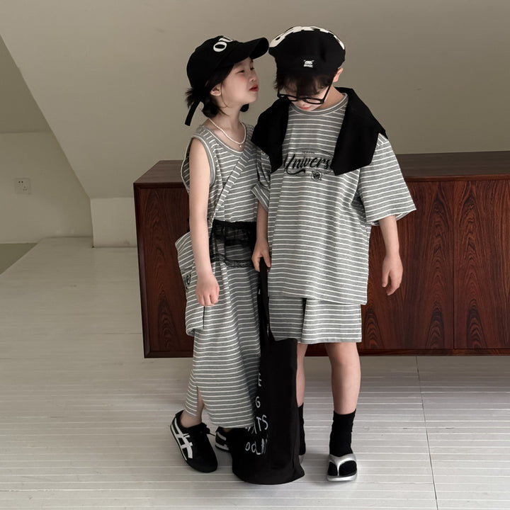 【90-150】ロゴデザインTシャツ×ハーフパンツセット