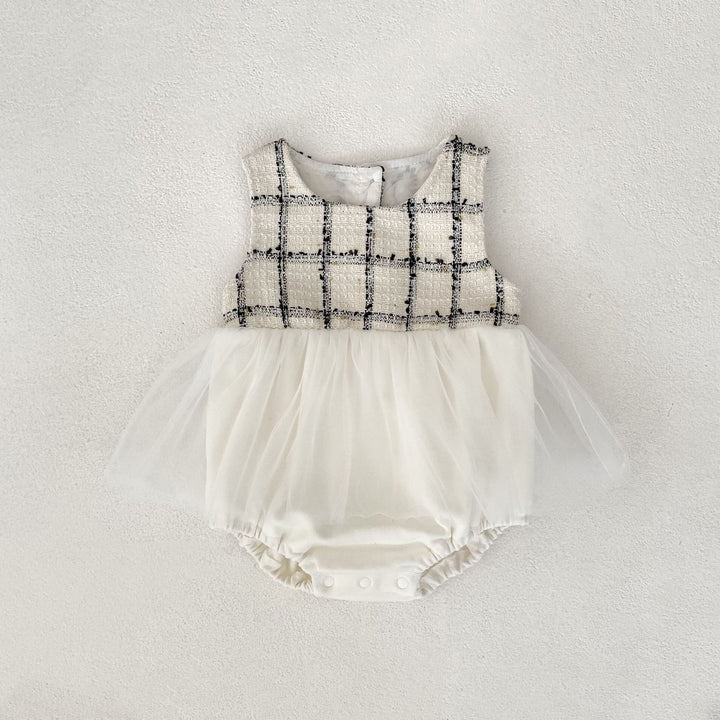 【73-100】ノースリーブチュールロンパース