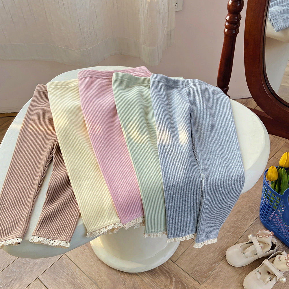 【80-140】裾レースレギンスパンツ