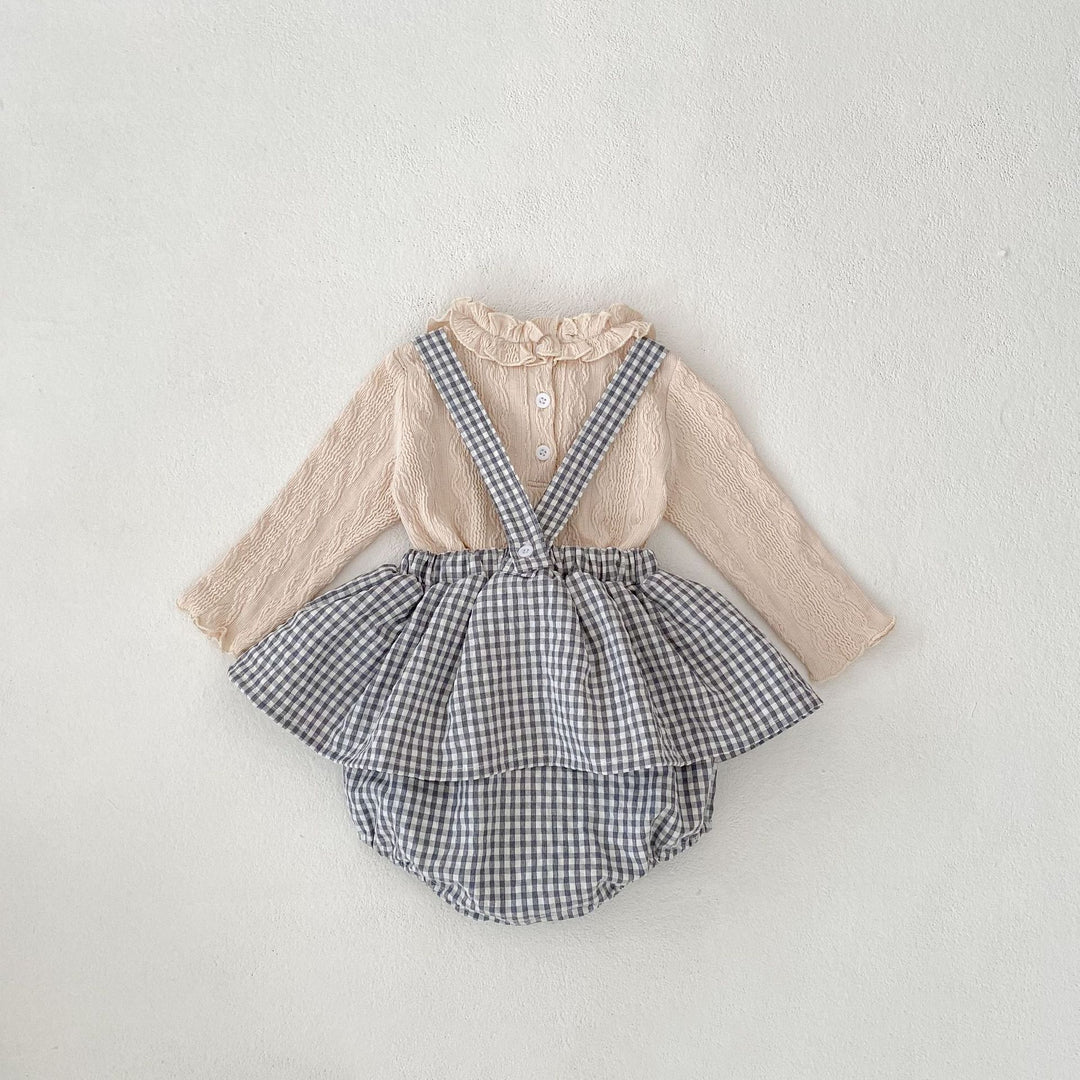 【73-110】チェック＆レースサスペンダーブルマ