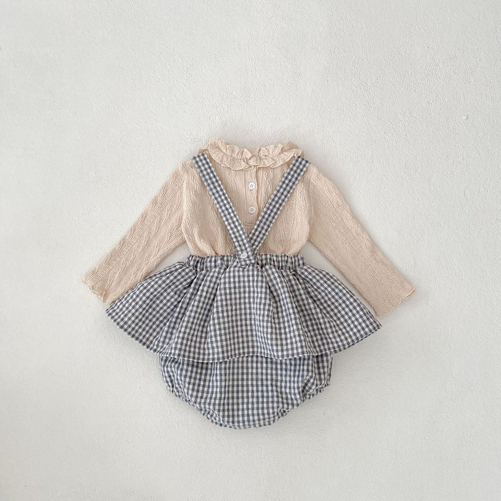 【73-110】チェック＆レースサスペンダーブルマ