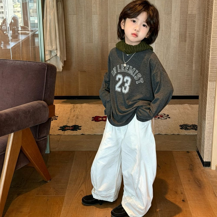 【90-150】ロゴ＆23デザイン長袖トップス
