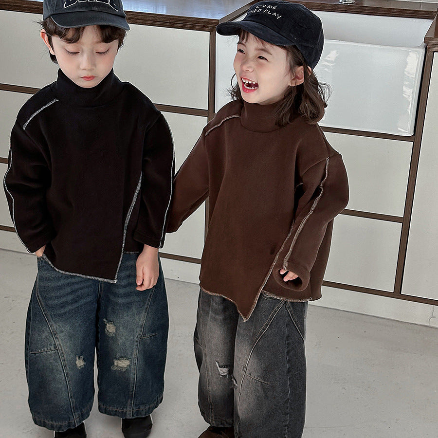 【80-140】アシンメトリーハイネックトップス