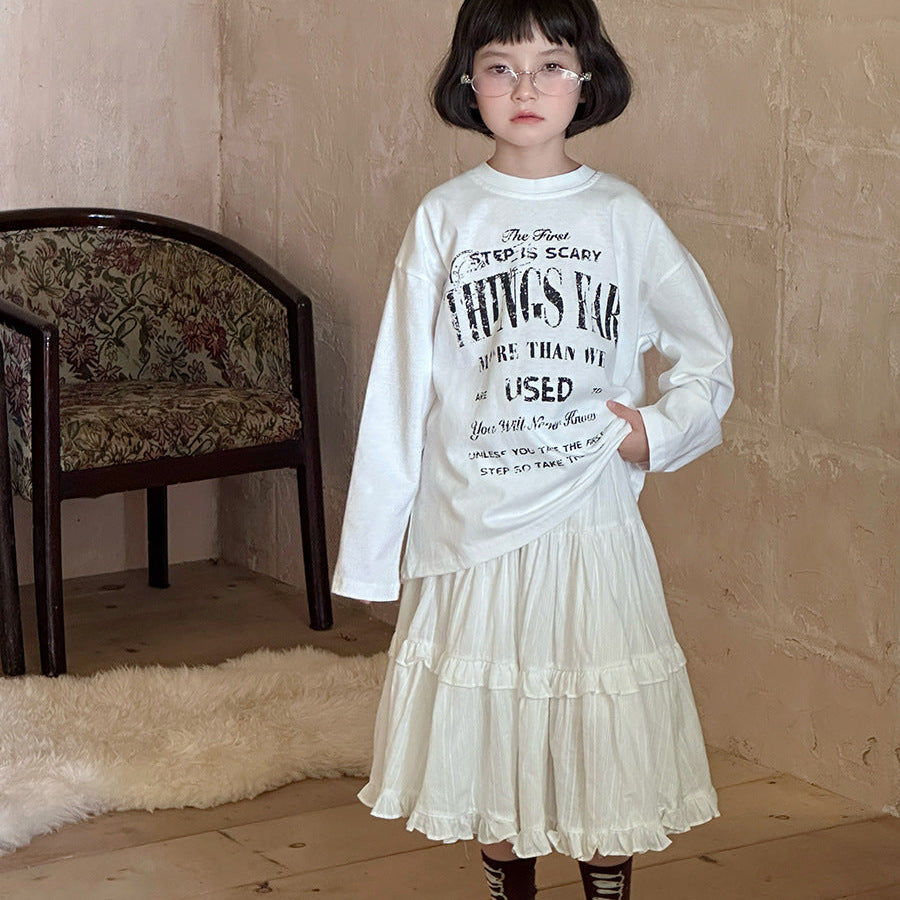 【90-150】フロントロゴ長袖Tシャツ