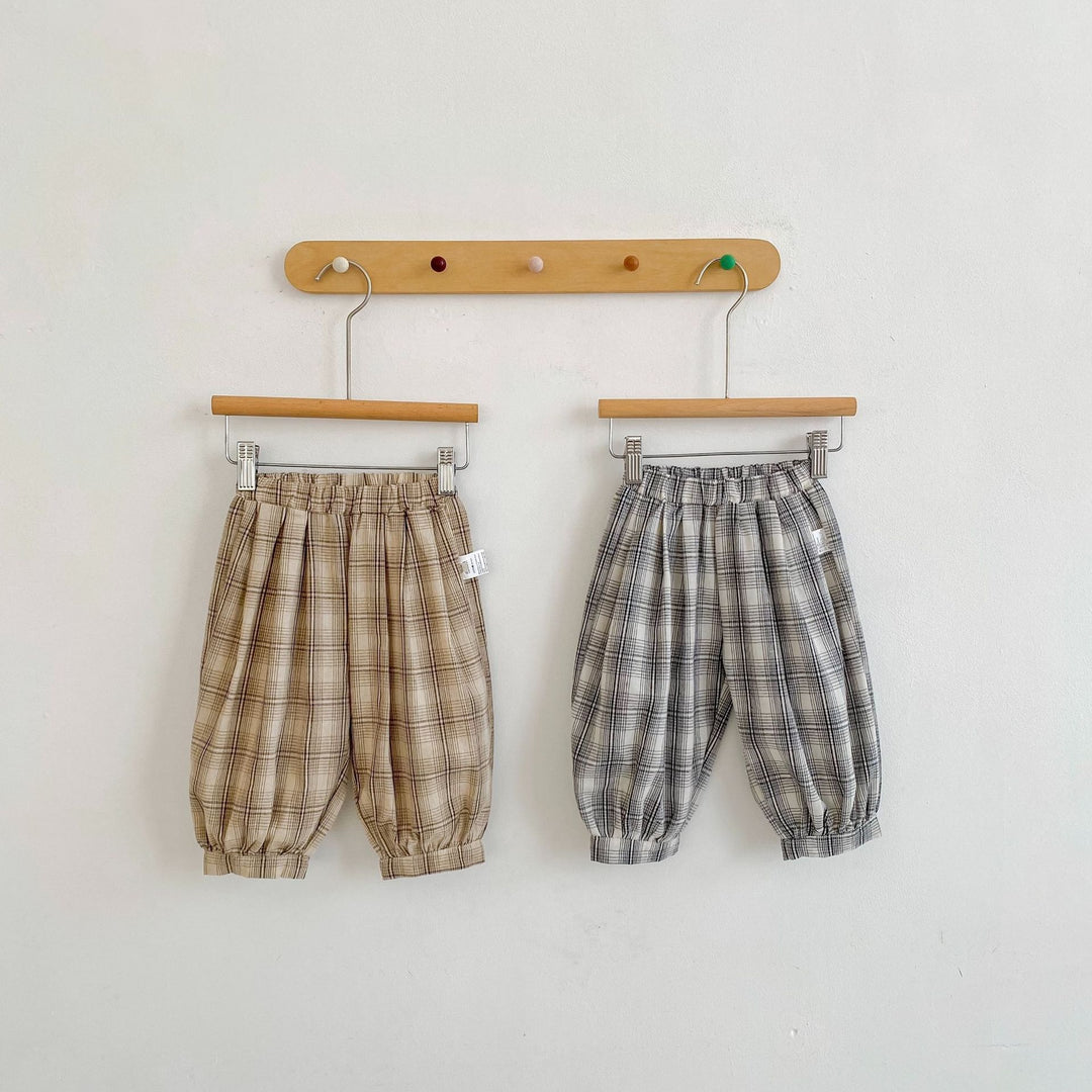 【73-110】チェック柄カジュアルロングパンツ