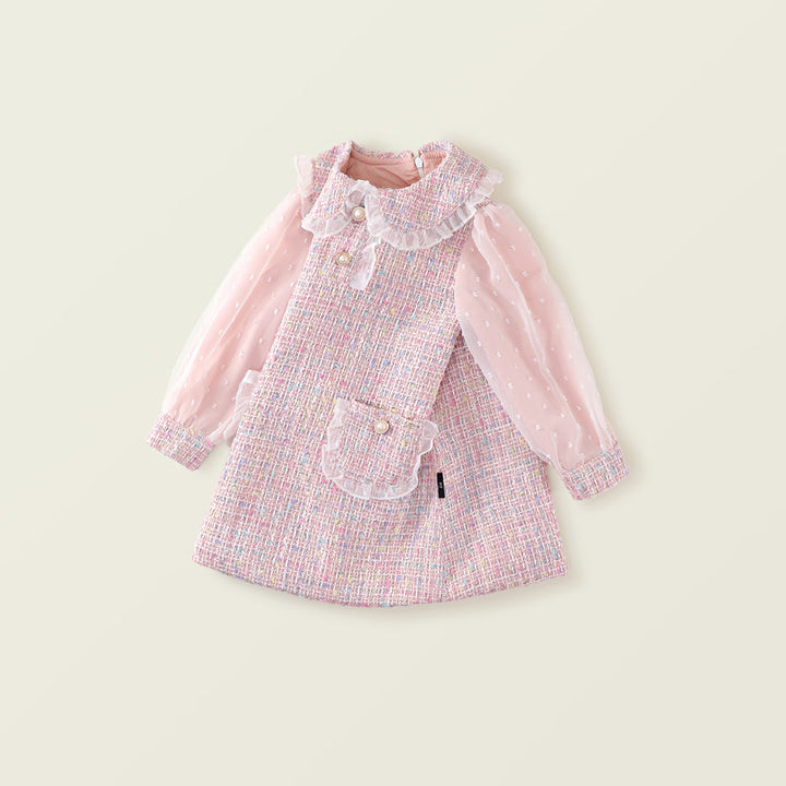 【90-140】レイヤード風長袖ワンピース