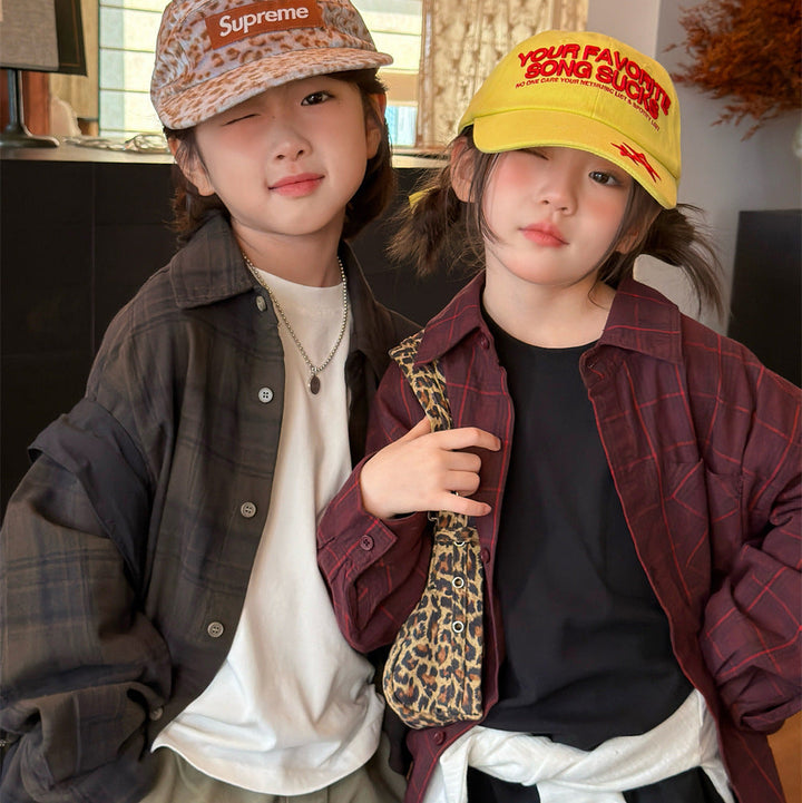 【90-150】バックロゴチェック柄シャツ