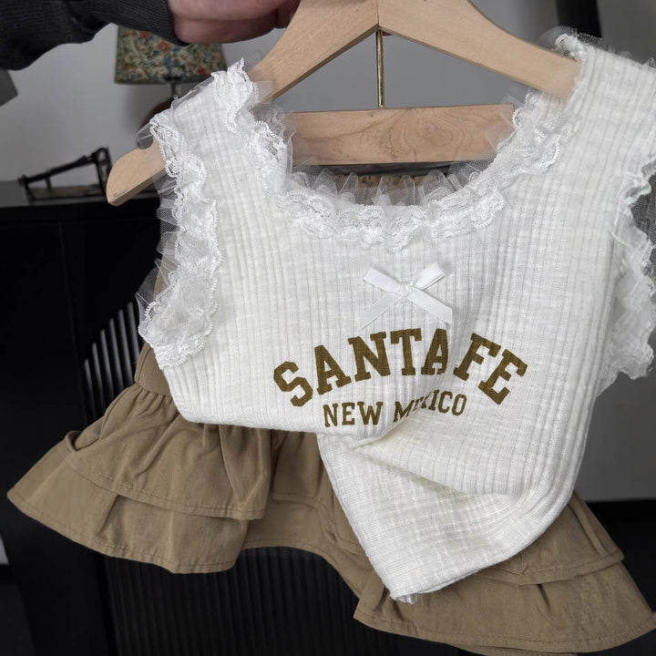 【90-140】レースデザイントップス×スカートセット