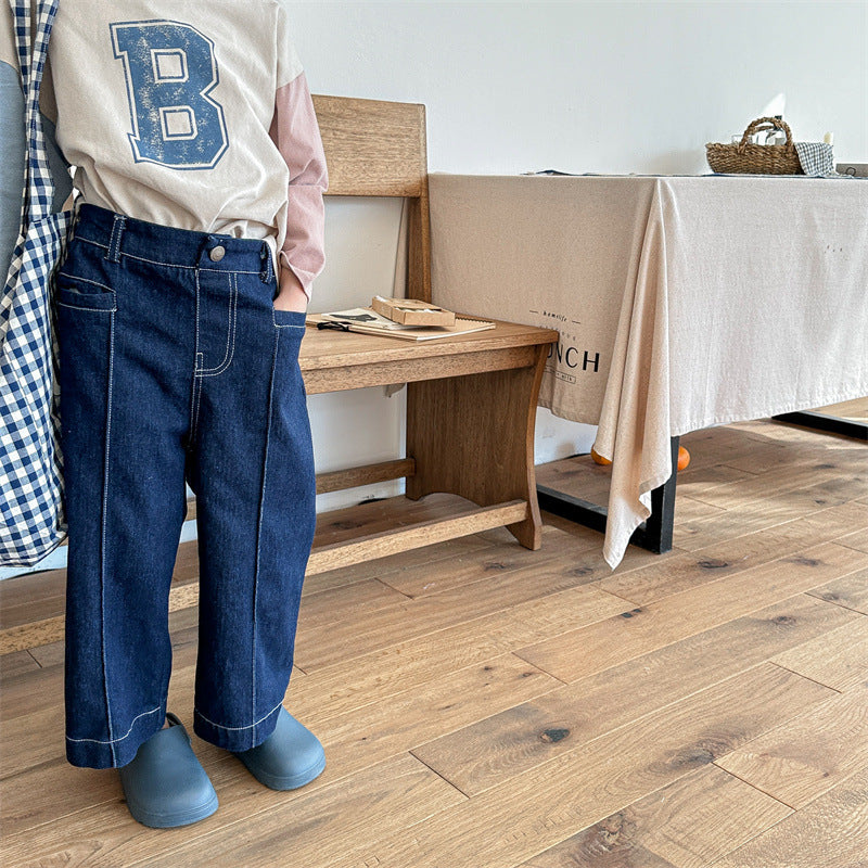 【80-130】センタープレスデニムパンツ