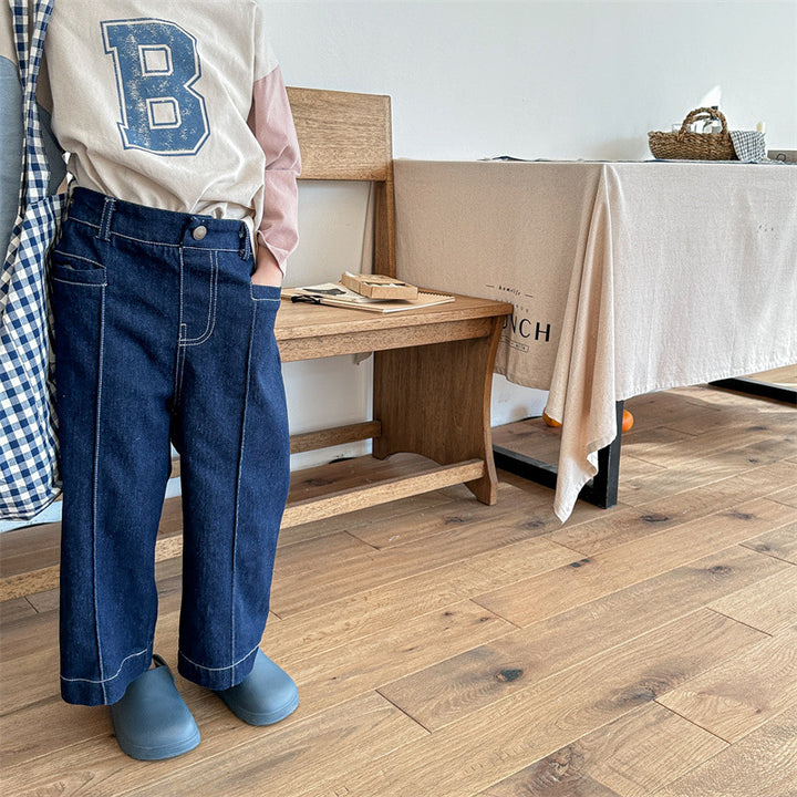 【80-130】センタープレスデニムパンツ