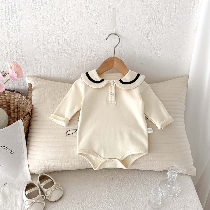 【73-90】ラウンドカラー長袖ロンパース