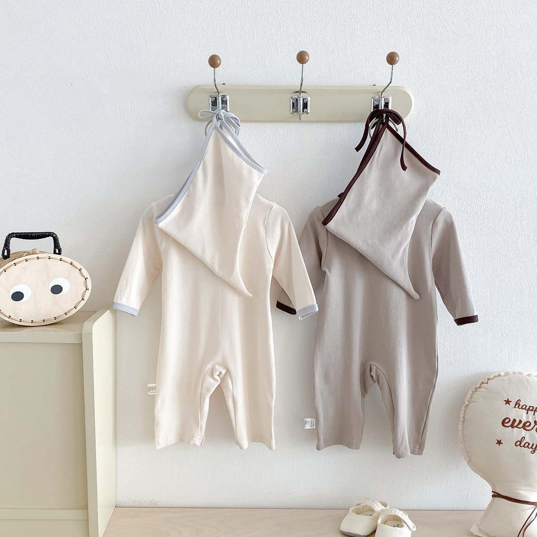 【73-90】帽子付き長袖ロンパース