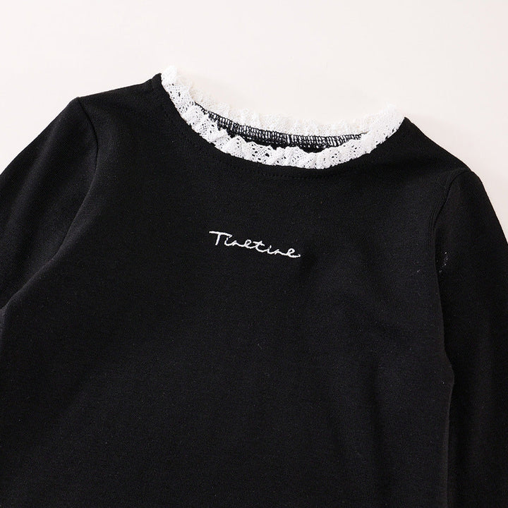 【90-140】首元レースロングTシャツ