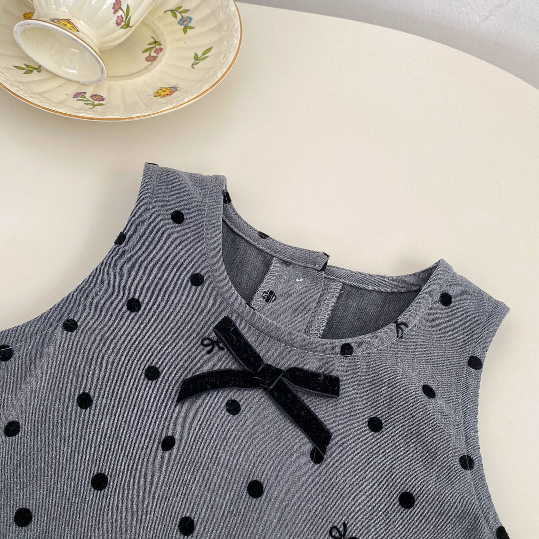 【73-120】リボン＆ドット柄ジャンパースカート