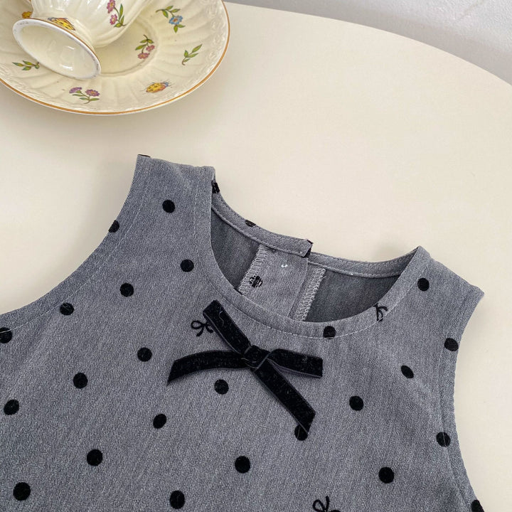 【73-120】リボン＆ドット柄ジャンパースカート