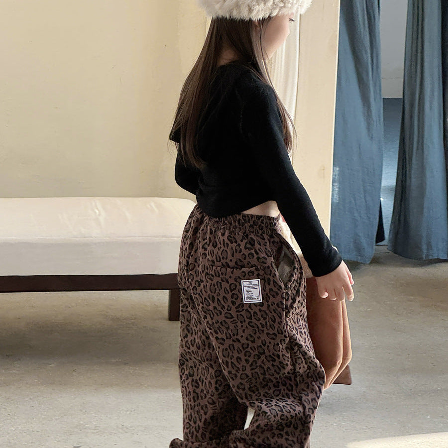 【90-150】レオパード柄リラックスパンツ