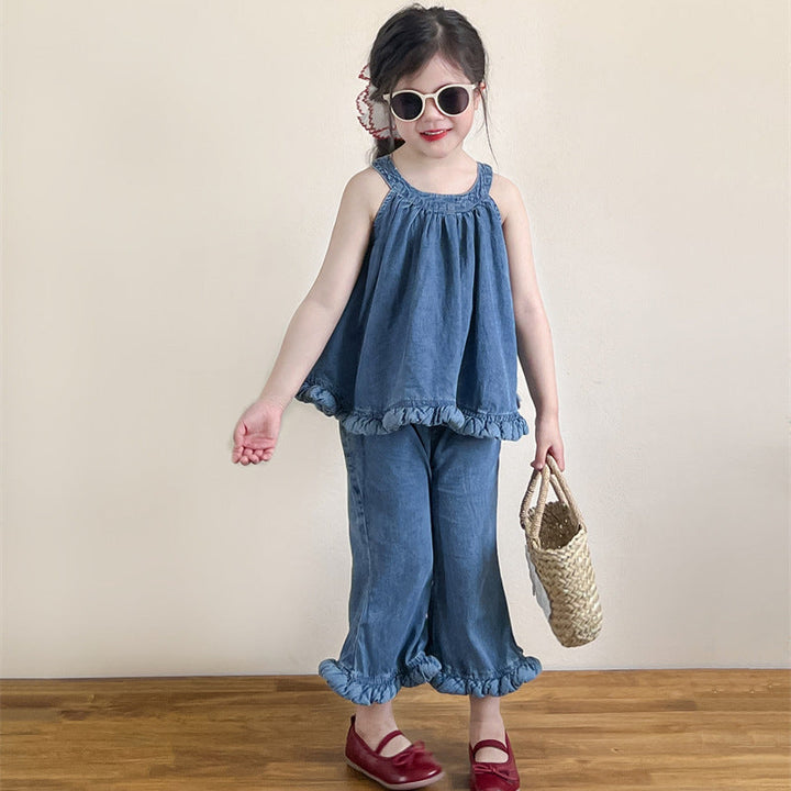 【90-140】ヘムデザインホルターネック×パンツセット