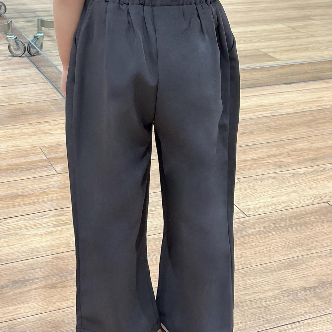 【90-140】ウエストデザインワイドパンツ