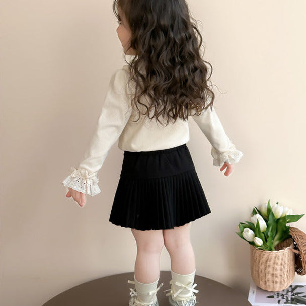 【90-140】レースフリル長袖プルオーバー