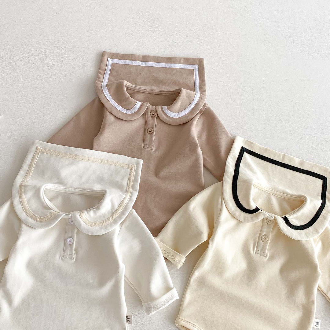 【73-90】ラウンドカラー長袖ロンパース