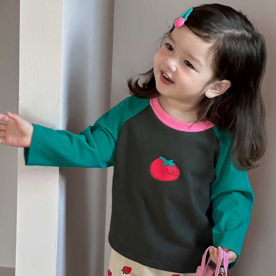 【73-110】フロントプリントラグランスリーブトップス