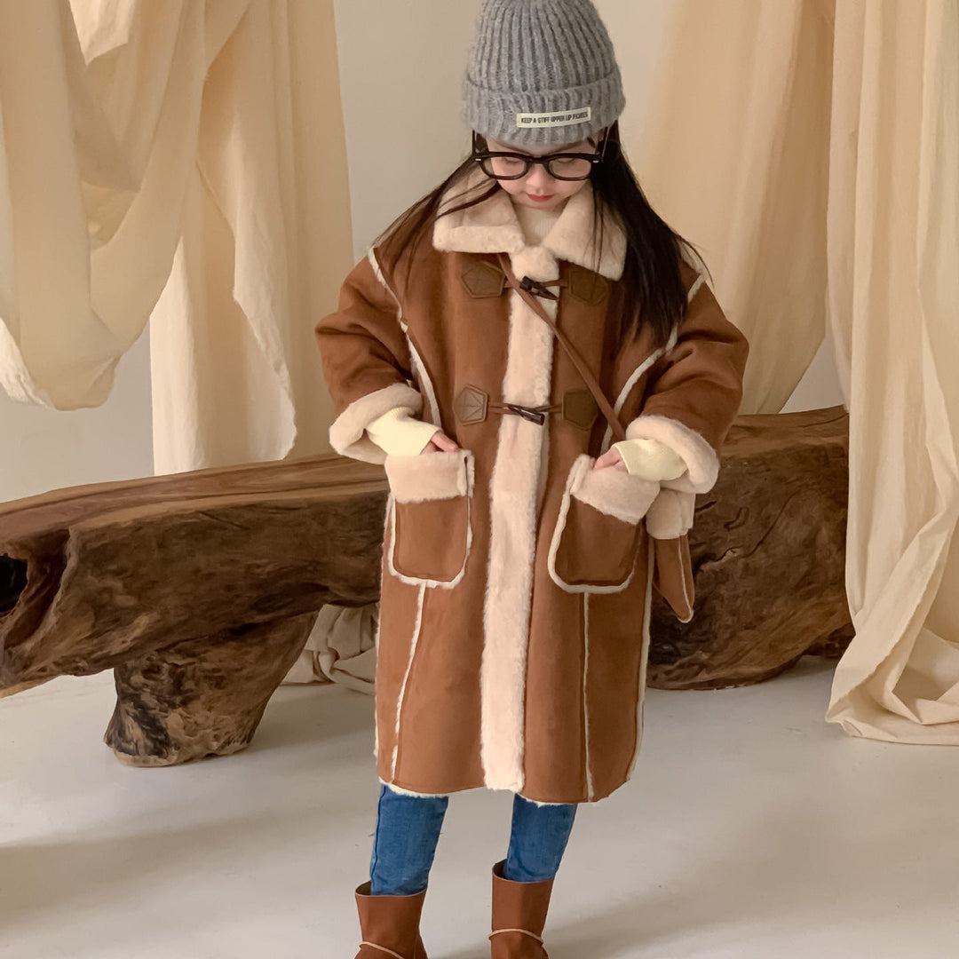 【90-150】フェイクムートンロングコート