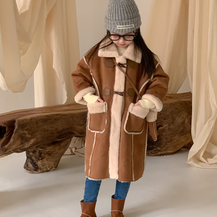 【90-150】フェイクムートンロングコート