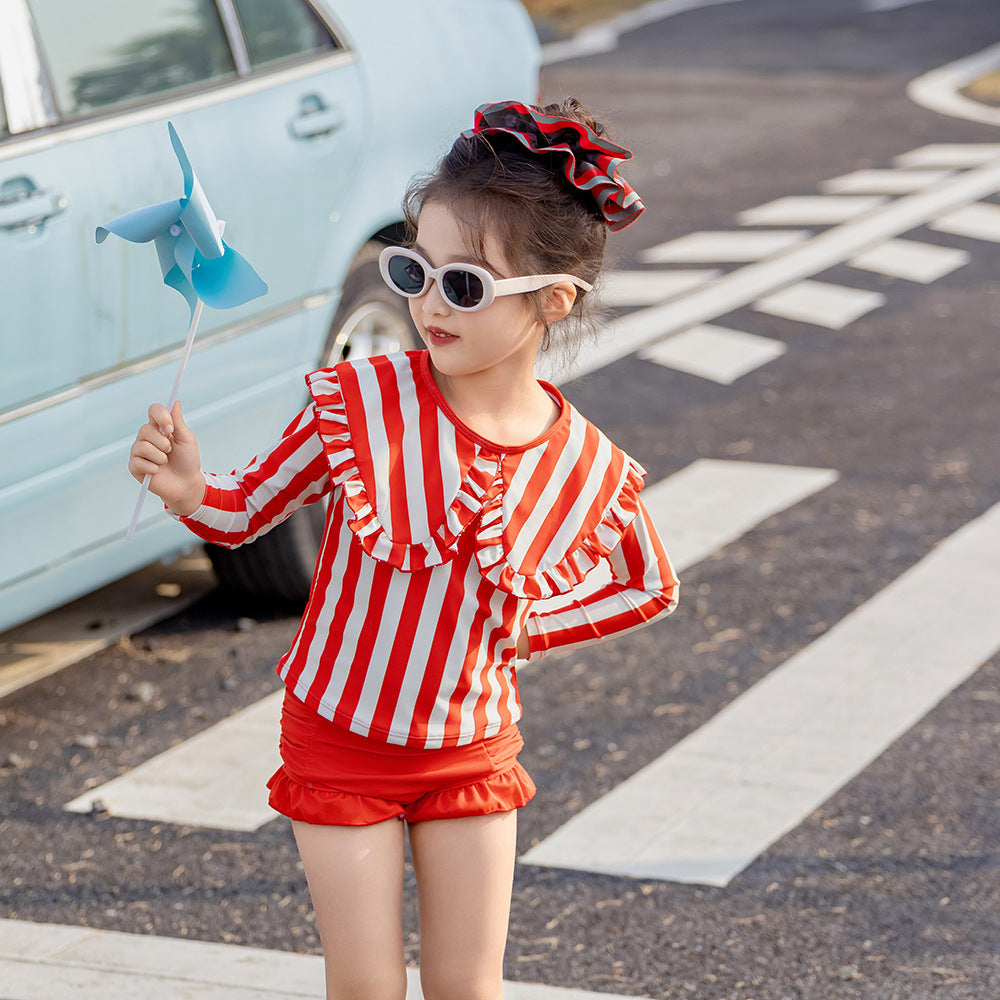 【90-140】ビッグカラーチェック柄セパレートスイムウェア