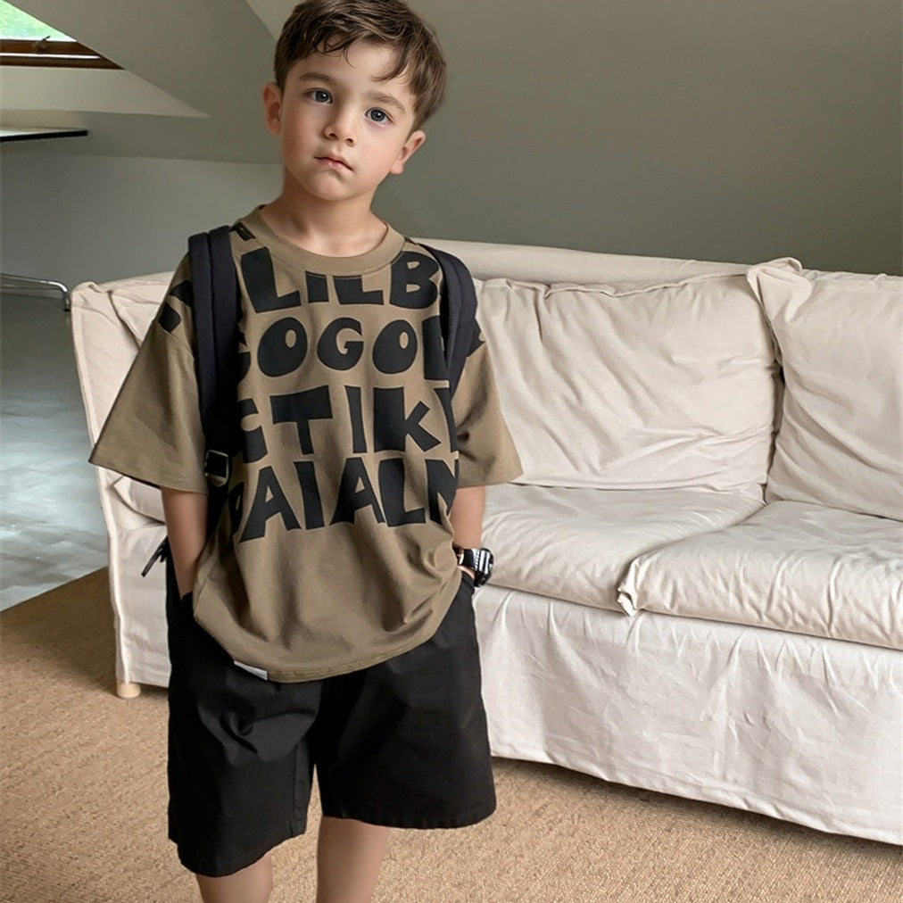 【120-150】英字デザインTシャツ