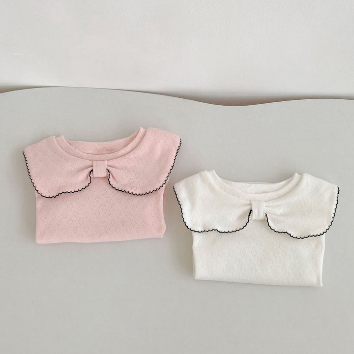 【73-90】デザインカラー長袖ロンパース